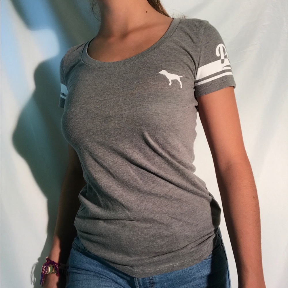 VICTORIA SECRET PINK TEE GREY WOMENS